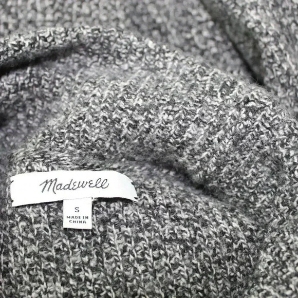 Madewell black white marled split back turtleneck sweater size s - Picture 5 of 5